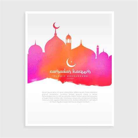Ramadan Flyer With Mosque In Colorful Watercolor Ink Style Download