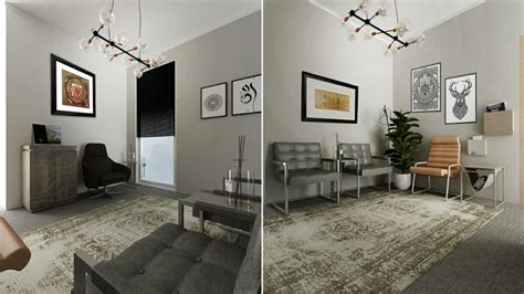 Before And After Sophisticated And Modern Therapist Office Interior