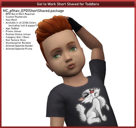 Get To Work Short Shaved For Children And Toddlers Monochaoss Sims Cc