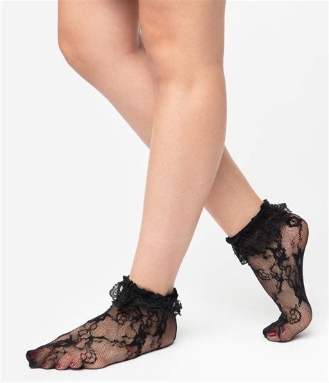 Black Lace Ruffle Ankle High Sock Ankle High Socks Lace Ruffle Ankle Highs