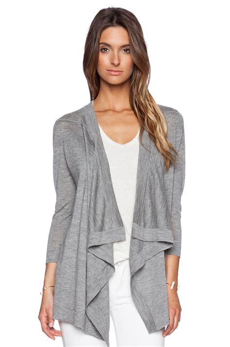 Autumn Cashmere Waterfall Cardigan In Gray Lyst