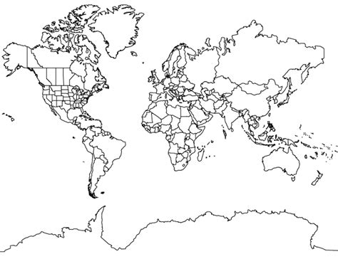 Outline World Map Mercator Projection Interactive Map