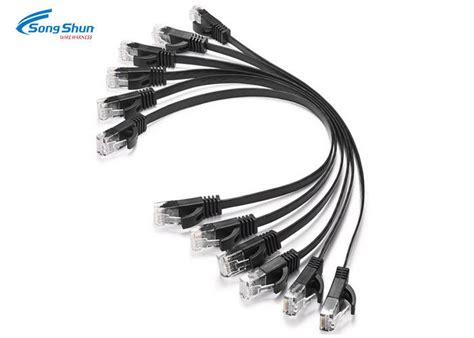 Several variations are shown below. Flat Black Patch Cable Wiring , 250MM 26AWG Cat 5 RJ45 Ethernet Patch Cable