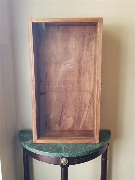 21 X 11 X 4 14 Wooden Shadow Box Display Case Hinged Glass Lid