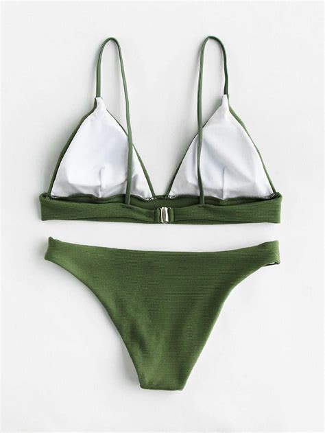 Seam Detail Triangle Bikini Set Sheinsheinside