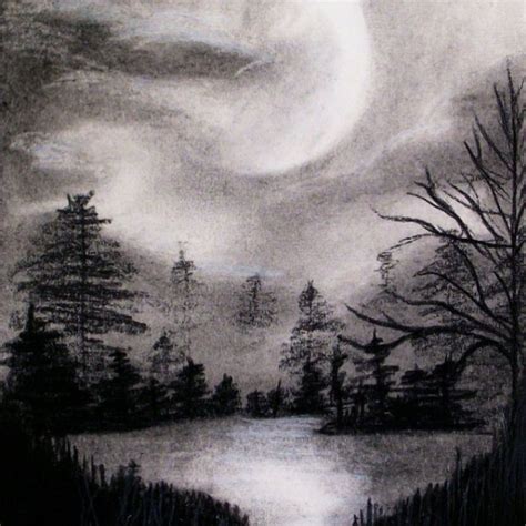 Charcoal And Chalk Nature Art Drawings Landscape Drawings Drawing