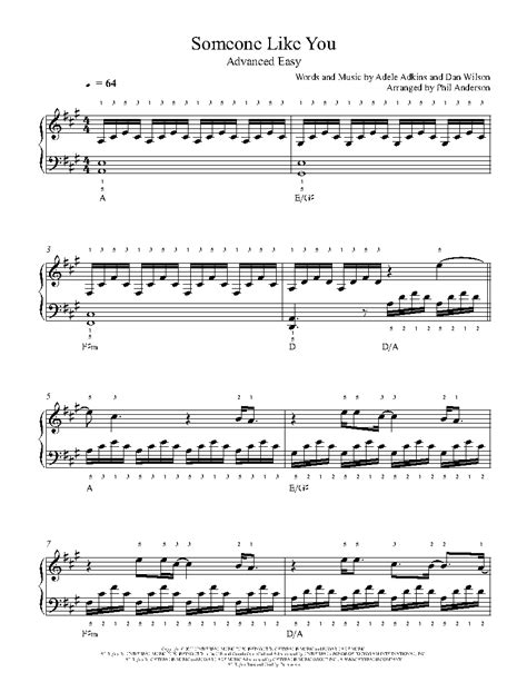 Someone Like You By Adele Sheet Music Lesson Advanced Level
