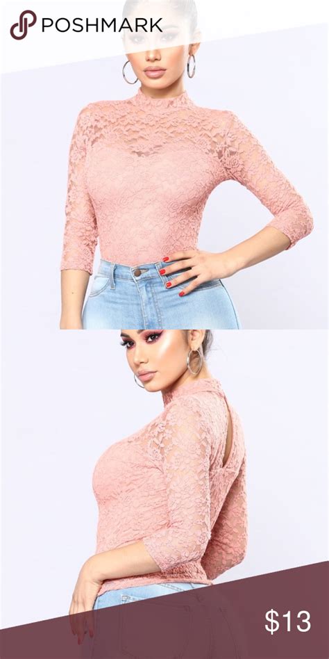 Fashion Nova Lace Top Beautiful Blush Pink Lace Top 34 Sleeves Buttons