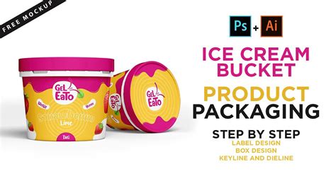 Ice Cream Bucket Product Packaging Design In Illustrator Photoshop D