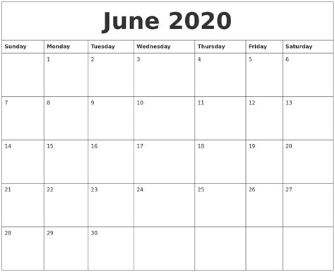 june 2020 calendar monthly