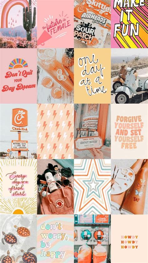 Vsco Peach Wall Collage Kit Aesthetic Room Decor Girl Room Decor