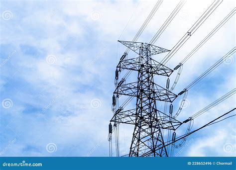 High Voltage Electric Pole With Power Line Electricity Engineer