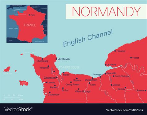 Normandy France Detailed Editable Map Vector 35862353 