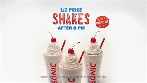 Sonic Drive In Tv Commercial Half Price Shakes After 8 Pm Ispottv