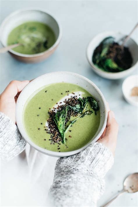Creamy Broccoli Rabe Soup With Crispy Quinoa And Vegan Yogurt Fast