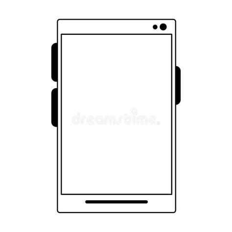 Cellphone Icon Cartoon In Black And White Stock Vector Illustration