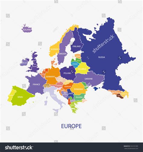 Vector Illustration Europe Map Countries Different Stock Vector Images