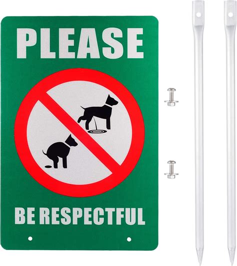 Green Kichwit Double Sided No Dog Poop Yard Sign All Metal Construction