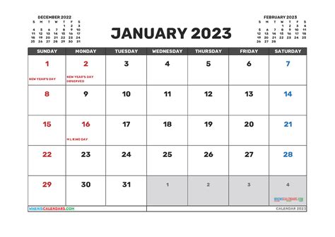 Calendar 2023 January Month Get Latest News 2023 Update