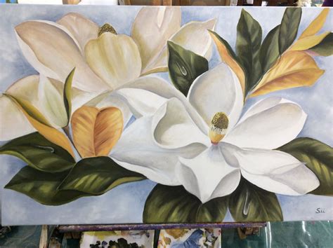 Magnolias Para Miriam Pintura De Arte Bodegon De Flores Cuadro De