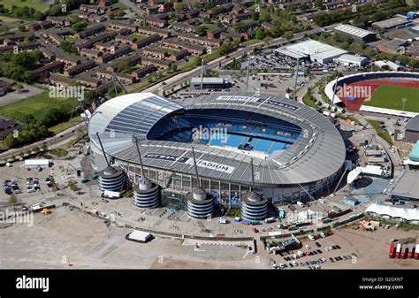 Aerial View Of Manchester City Football Academy Etihad Stadium