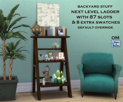 Backyard Stuff Ladder Shelf With 87 Slots By Om At Sims 4 Studio Sims