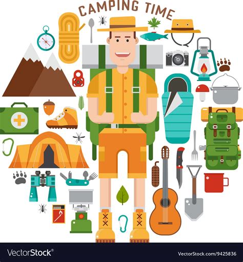 Hiking And Camping Gear Collection Royalty Free Vector Image