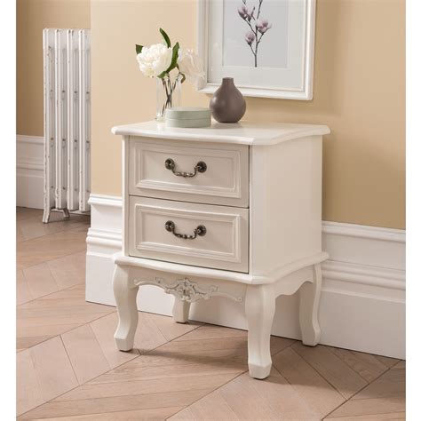 Etienne White 2 Drawer Antique French Style Bedside Table