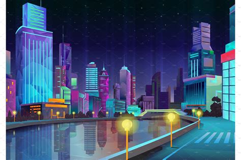 Night City Urban Style Downtown Work Illustrations ~ Creative Market