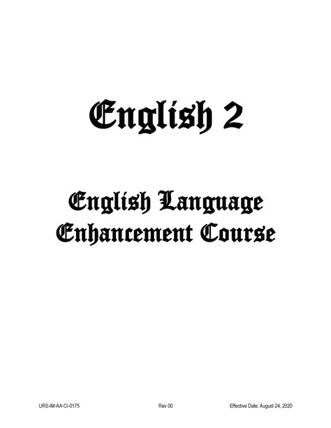 English Language Enhancement Course Full English 2 English Language