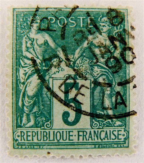 Stamp France 5f Republique Francaise Postage 5c Briefmarke