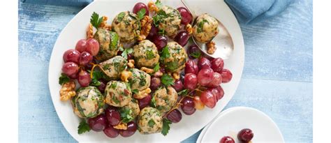 Savory Chicken Meatballs With Roasted Grapes Joy Bauer