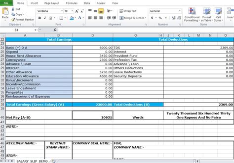 Salary Payslip Format Free Download In Excel Seeinstalzone