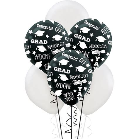 Black And White Graduation Balloons 15ct Party City