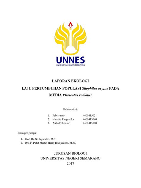 Pendekatan ekologi lanskap untuk konservasi biodiversitas. Laporan Praktikom Ekologi 3 - Laju Populasi Kutu Beras di Kacang Hijau