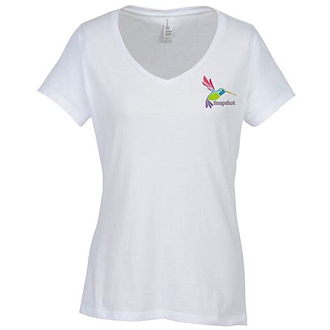 ultimate v neck t shirt ladies white embroidered 133777 l vn w e
