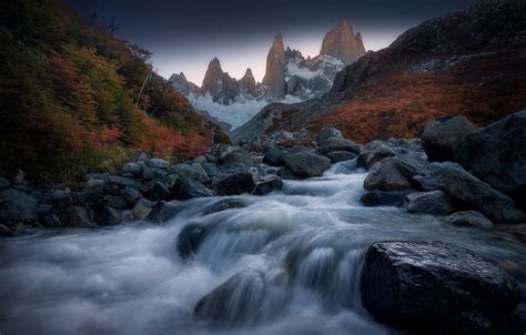 Wallpaper Autumn Mountains River Stones Argentina Argentina