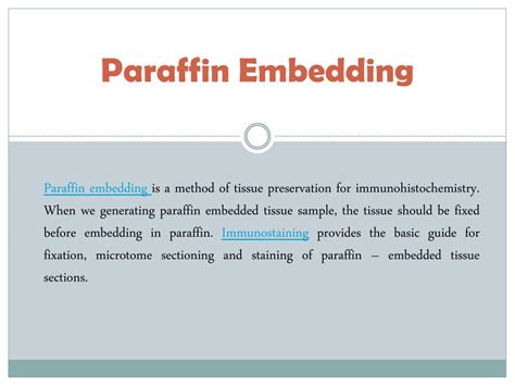 Ppt Five Major Steps Of Paraffin Embedding
