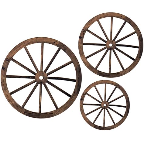 Buy 3 Pcs Wooden Wagon Wheel Wall Decor 12108 Inch Old Western Wood