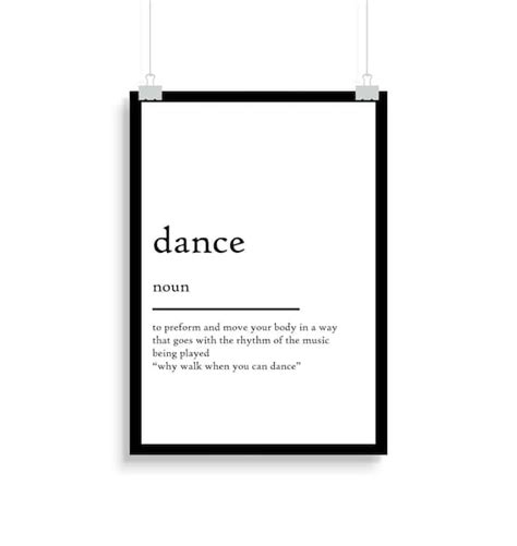 Dance Definition Print Dance Definition Poster Etsy