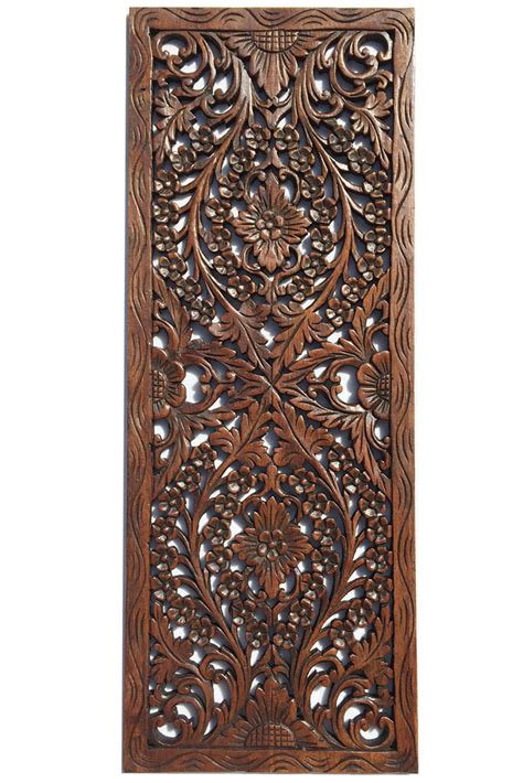 Carved Wood Leaf Wall Art Panel Large Rustic Relief Wood Plaque 355