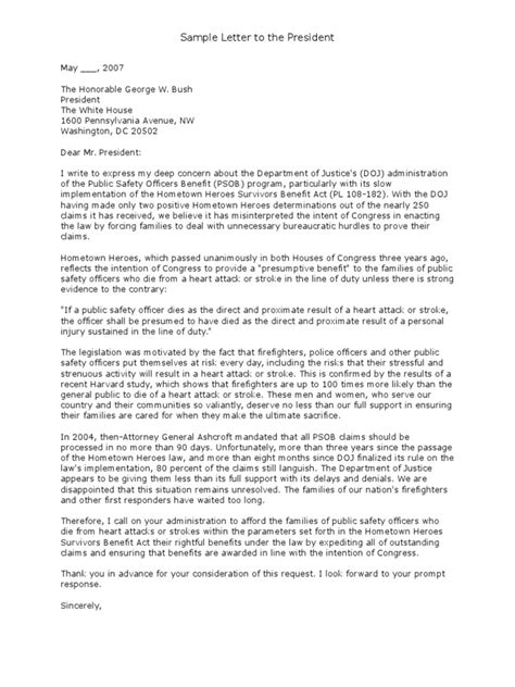 Dean of admissions or president. Sample Letter to the President | United States Government ...