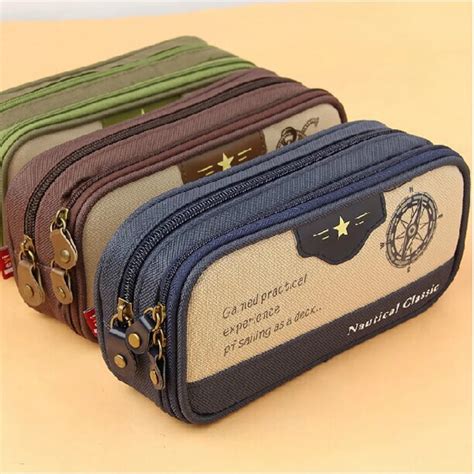 Vintage Classical Large Capacity School Pencil Case Pen Bag Pouch