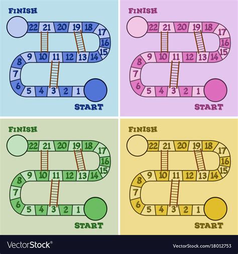 Boardgame Template In Four Colors Royalty Free Vector Image