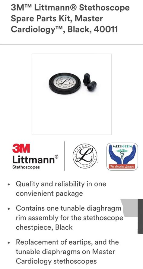 3m Littmann Stethoscope Spare Parts Kit Master Cardiology Black