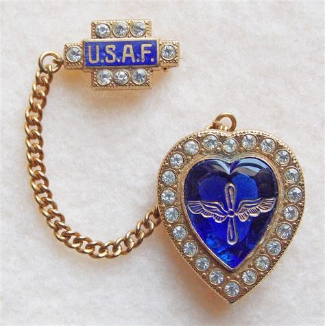 Wwii Air Force 1940s Vintage Sweetheart Pin Enamel Glass Heart And From