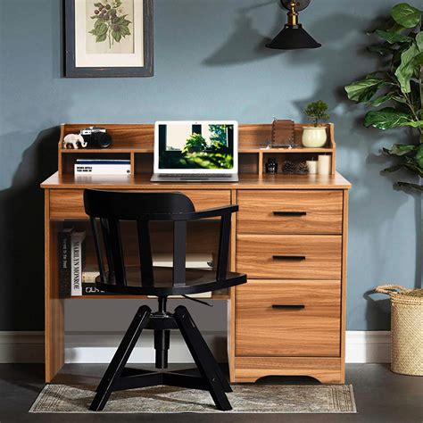 Computer Desk With Drawers And Hutch Farmhouse Home Office Desk