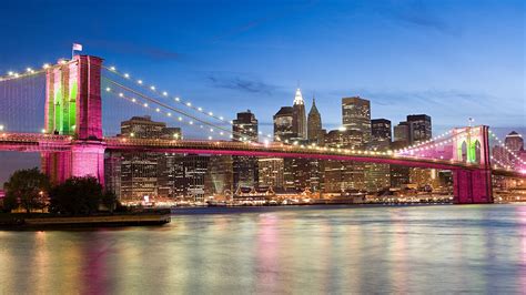 Usa New York City Bridge Brooklyn Bridge Sea