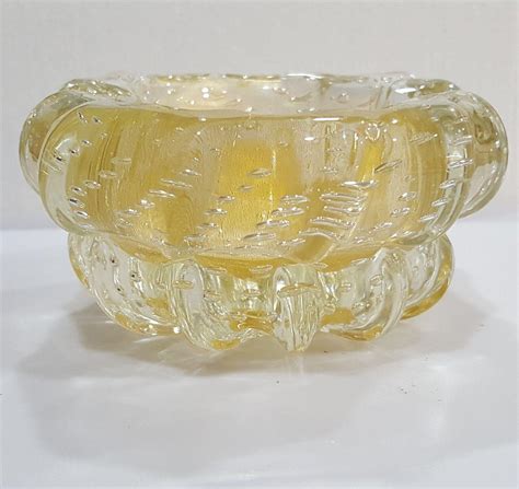 Murano Glass Barovier And Toso Gold Polveri And Bullicante Vintage Bowl Ashtray Dish For Sale At