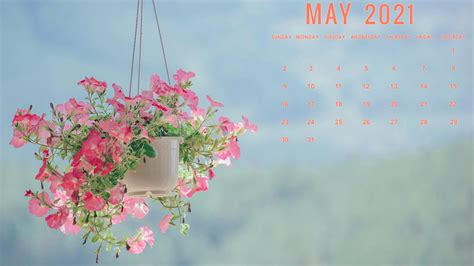 May 2021 Calendar Desktop Wallpaper Free Floral Hd Computer Background